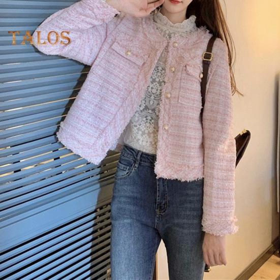 Женская куртка в стиле знаменитостей, короткая, с круглым вырезом, длинными рукавами, однобортный кардиган, рваное пальто, верхняя одежда осень-зима