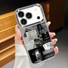 Чехол в стиле ретро-коллаж для iPhone 17 Pro Max С покрытием Рамка для камеры Прозрачный мягкий чехол для iPhone 16 15 14 13 Pro Max 11 16E 17E