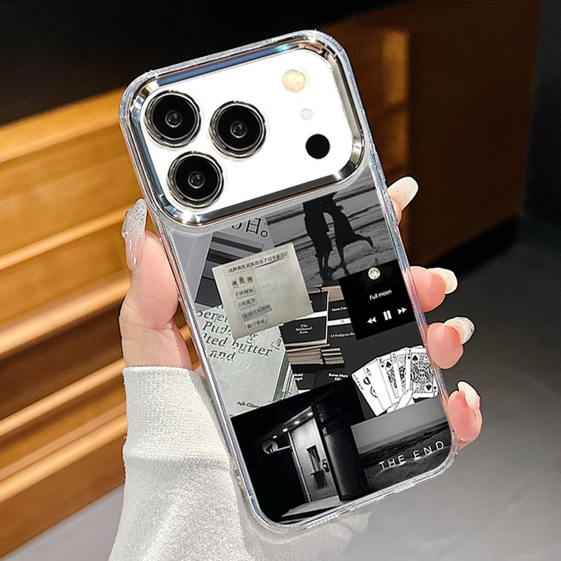 Чехол в стиле ретро-коллаж для iPhone 17 Pro Max С покрытием Рамка для камеры Прозрачный мягкий чехол для iPhone 16 15 14 13 Pro Max 11 16E 17E