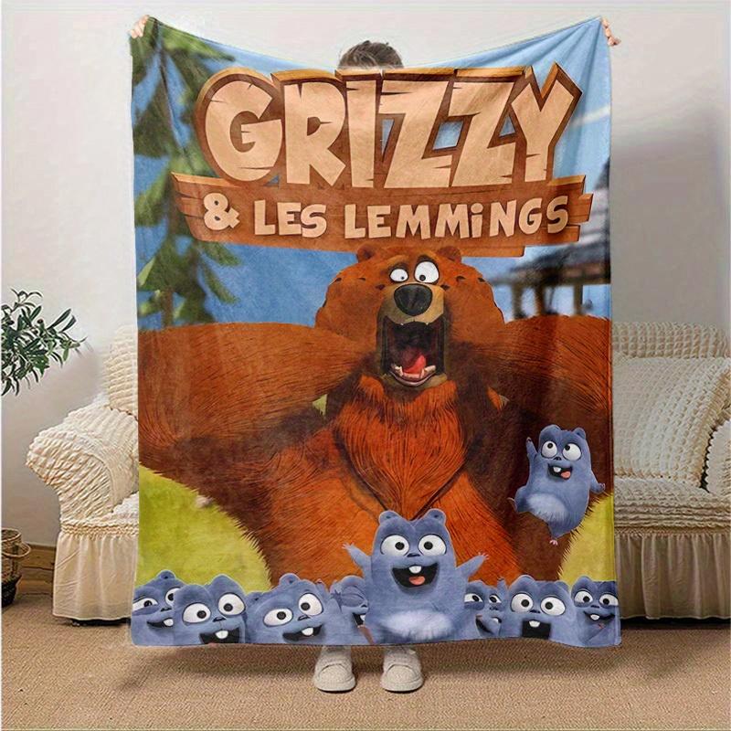 1pc, Grizzy & Les Lemmings Throw Blanket, Soft Coverlet for Bed, Couch, Outdoor Use, Travel, Camping, Car, Beach, Office Nap, Perfect Gift for Friends