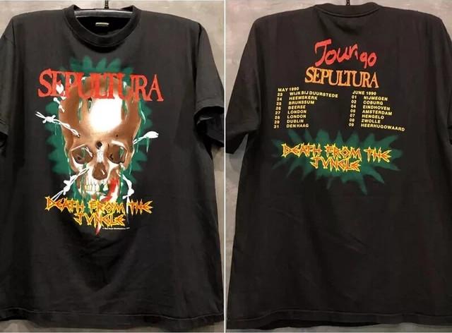 90s Sepultura Tour 1990 Band 2 Side Black Unisex Tshirt Reprint Unisex T-Shirt
