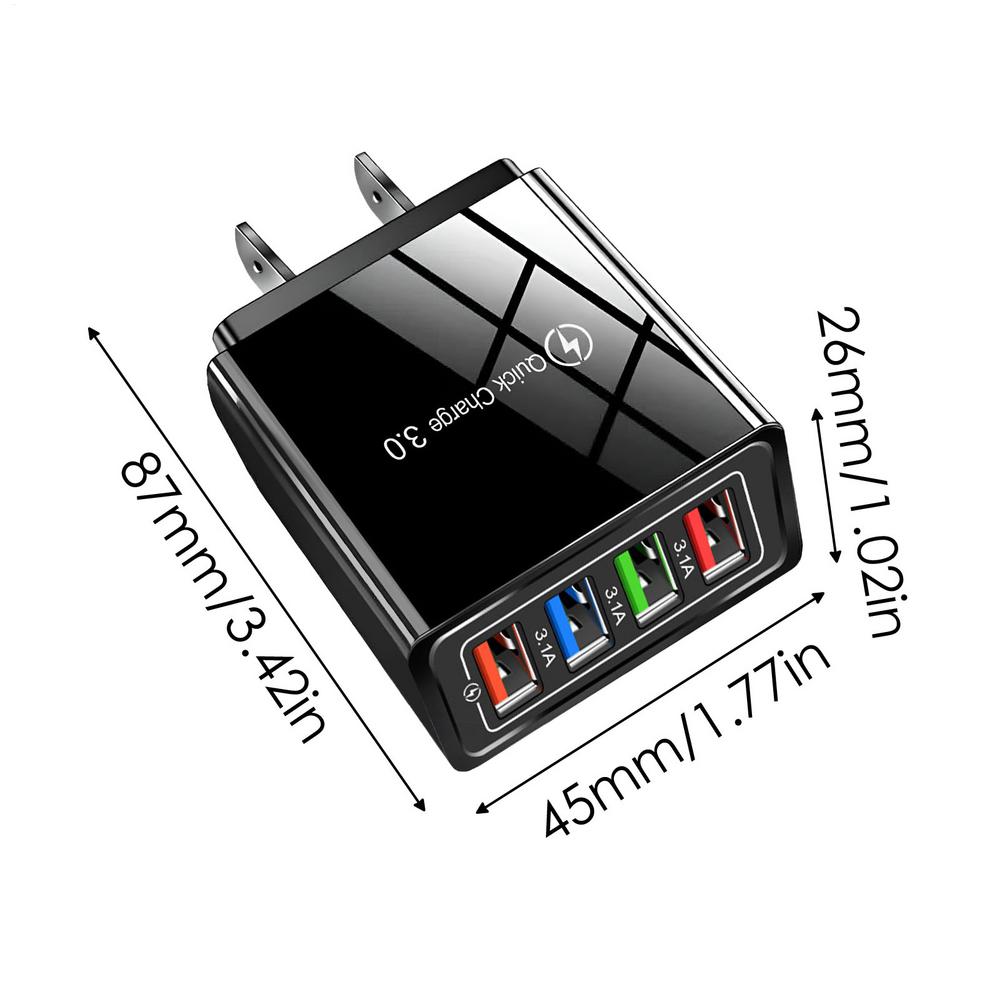 4 USB Зарядное устройство для телефона Быстрая зарядка US/EU Ультрабыстрая зарядка USB-адаптер Заряжайте четыре устройства одновременно Для смартфонов и планшетов
