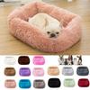 Square Dog Cat Bed with Side Cover Medium Large Sofa Plush Kennel Winter Warm Puppy Mat Nest Soft House Non-slip Basket Cushion