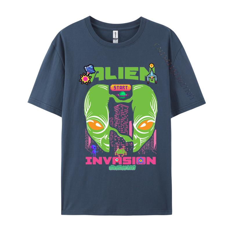 Brand Unisex T Shirt Printed Customized Top Tshirts Alien invasion retro T Shirts Round Collar Free Shipping