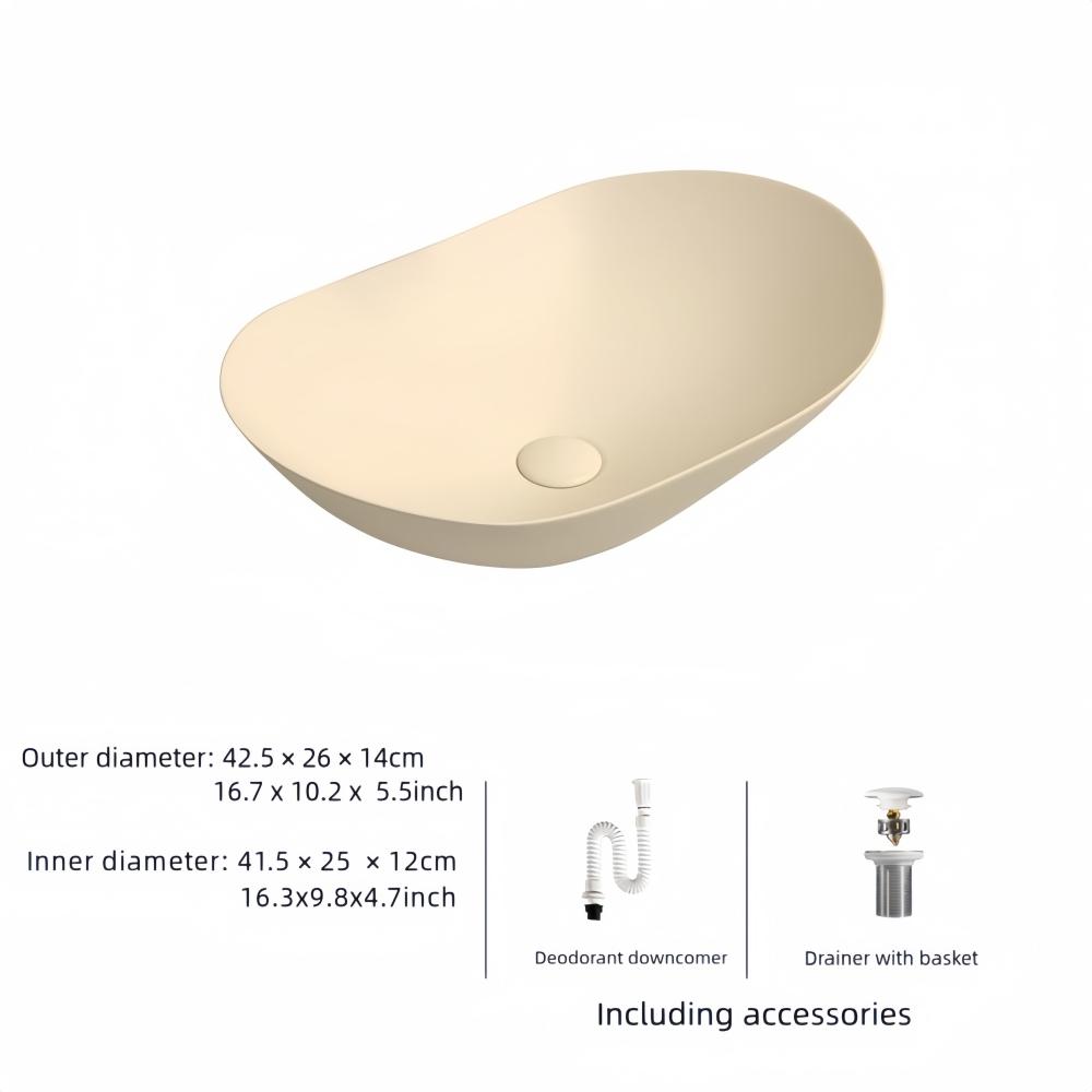 Современная овальная керамическая раковина для ванной комнаты, 16,3"X9,8" - элегантная раковина для ванной комнаты со сливными принадлежностями (Кран в комплект не входит)