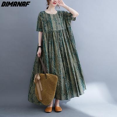 DIMANAF женское платье летнее пляжное платье больших размеров льняное богемное платье с цветочным принтом модное женское платье Vestidos свободное повседневное длинное платье большого размера 9079
