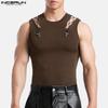 Summer Men Sleeveless Tank Tops Hollow Thin Slim T-shirts