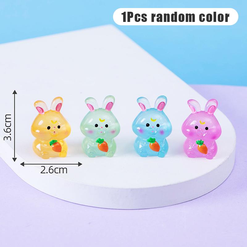 1Pcs Chinese Zodiac Mini Luminous Ornaments Cartoon Animal Resin Ornament Micro Landscape Decoration Diy Desktop Decor