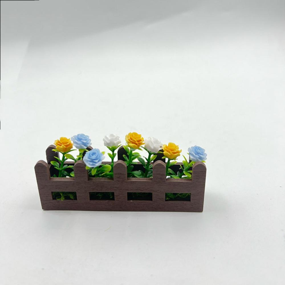 1:12 Scale Flower Fence Decor Lifelike Miniature Potted Plants Toys  Doll House Decor