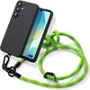 Case for Samsung Galaxy A16 5G/4G - Black Shockproof Silicone with Detachable Green Lanyard