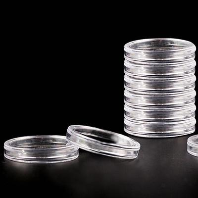 10 шт., 40 мм, прозрачная круглая коробка, капсула для хранения монет, круглый пластиковый держатель
