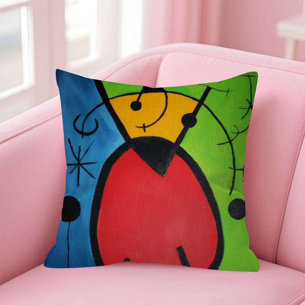 Classic Painter Joan Miro Double-Sided Printed Pillow Cover Short Plush Suitable Living Rooms Bedrooms Sofas Throw Cushion Cover