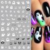 2pcs Luminous Halloween Spooky Nail Stickers White Ghost Pumpkin Design Decals Glow in The Dark Manicure Nail Art Decorations