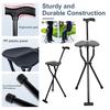 300 Lbs Crutch Stool with Seat Lightweight Folding Walking Stick Chair Portable Cane for Senior Elderly Camping Hiking
