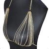 Women Fashion Rhinestone Shining Alloy Bra Chest Chain Sexy Body Chain Gold