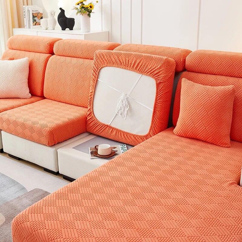 Плотная жаккардовая плюшевая наволочка для диванной подушки Чехол на длинную подушку спинки Растягивающийся чехол-защита для дивана на 1/2/3/4 места