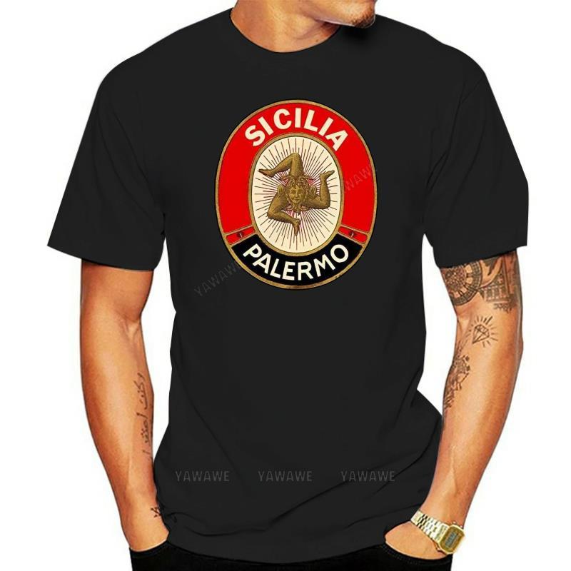 Mens tshirts Summer Teeshirts Sicilia Palermo TShirt  Vintage Style Sicily Tee unisex Oneck short sleeve male casual T Shirt