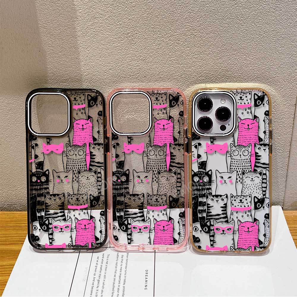 Крутая палочная фигурка кота painting iPhone17AIR прозрачный чехол для мобильного телефона Apple 15Pro смешной 16 не сталкивается