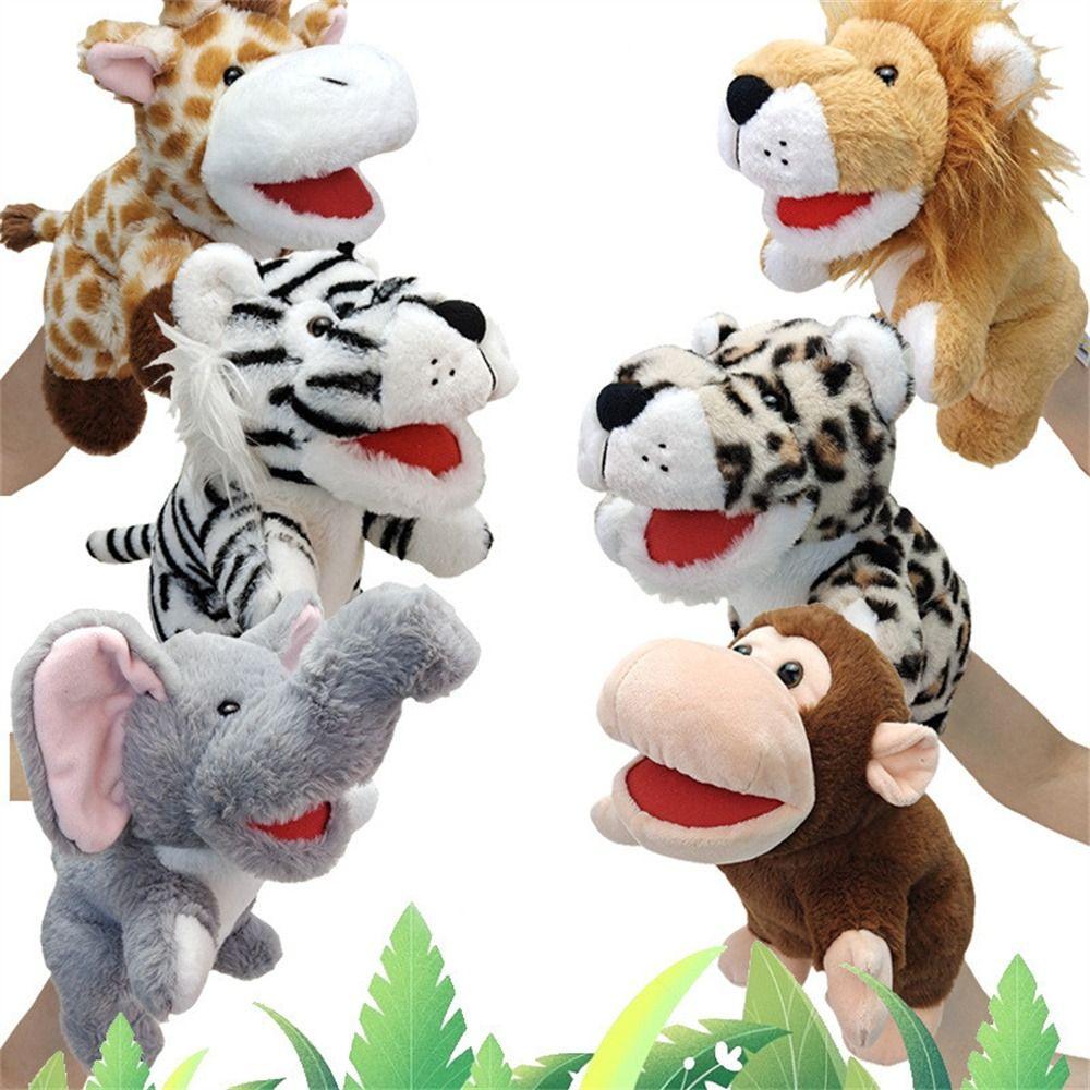 Jungle Animal Animal Hand Puppets Movable Mouth Plush Hand Doll Birthday Gift Preschool