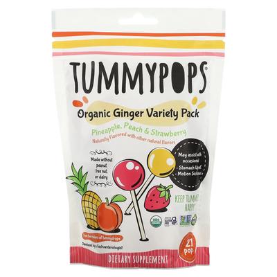 Tummydrops Tummypops, Органический имбирный набор, 21 штука