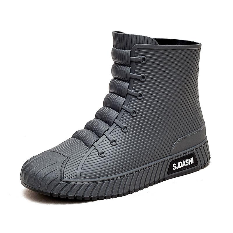 Модные мужские резиновые сапоги для дождя, мужские резиновые сапоги для дождя, непромокаемые рабочие ботинки длиной до середины голени, удобные нескользящие туфли для рыбалки Sapatos