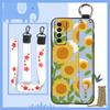 Durable Ring Phone Case For Tecno Camon17P Phone Holder Silicone Waterproof Dirt-resistant Flower Oil Painting Lanyard