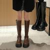 Internet Celebrity Fashion Boots Women But Knee 2024 Solid Color Autumn Thick Heel Knight Boots Western Tall Non-slip Boots Tide