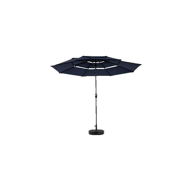 Parasol extérieur rectangulaire double face de 4,5 m avec manivelle (bleu marine) (sans pied) .
