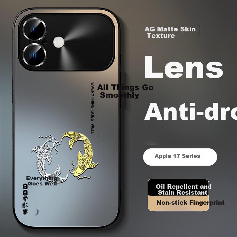 17 Phone Case Full Cover Lens iPhone 17 Case Ultra-thin Heat Dissipation Frosted Cartoon Models Anti-fall Sense - Graphite Gray Circular Pisces