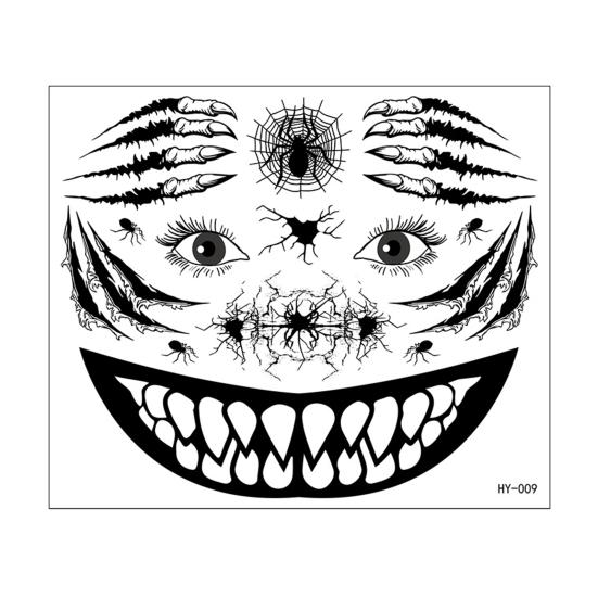 Наклейка на лицо с татуировками на Хэллоуин, светящаяся в темноте 3D-набор для макияжа ведьмы-зомби, водонепроницаемые съемные временные наклейки для татуировки ко Дню мертвых