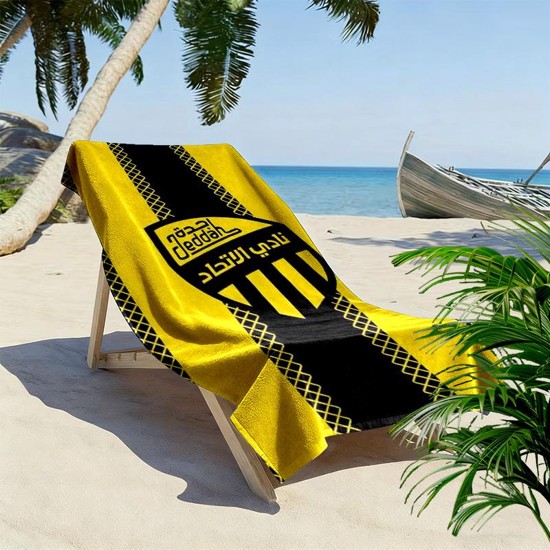 Al-Ittihad Club Logo Print Beach Towel, Large Soft Quick Dry Towel for Beach Camping Swimming