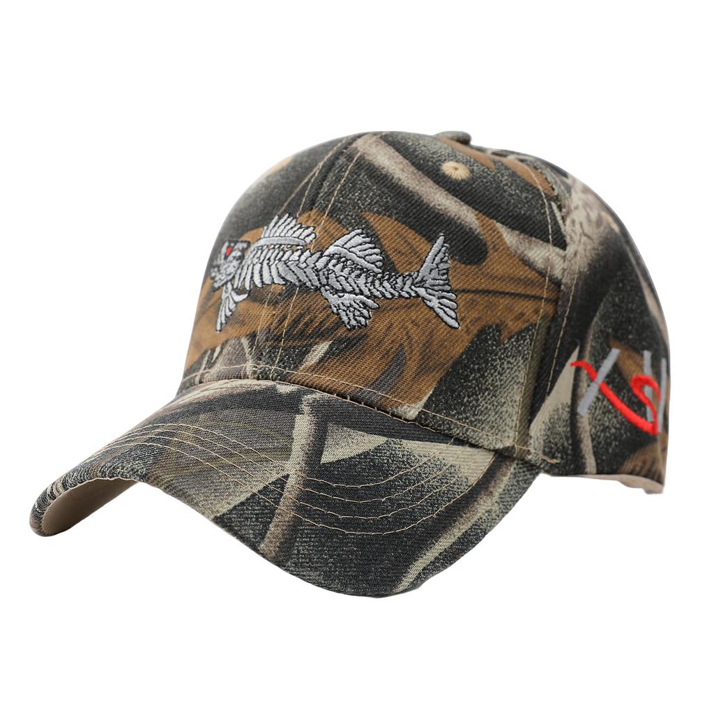 Fish embroidery baseball cap big head circumference men's summer sunscreen sunshade fishing hat Luya hat women's face small peaked cap