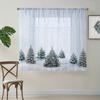 2-х секционные прозрачные шторы с лесной тематикой - панели с карманами для штанги, декоративный полиэстер, без подкладки, прозрачная вуаль, рождественское украшение
