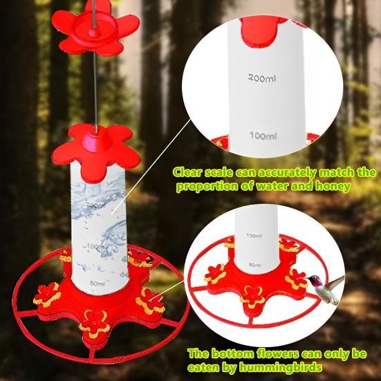 360ml Hummingbird Feeder Hanging Feeder with Anti-Ant Guard Bird Feeder with 5 Flower Feeding Ports Circular Perch for Garden Backyard