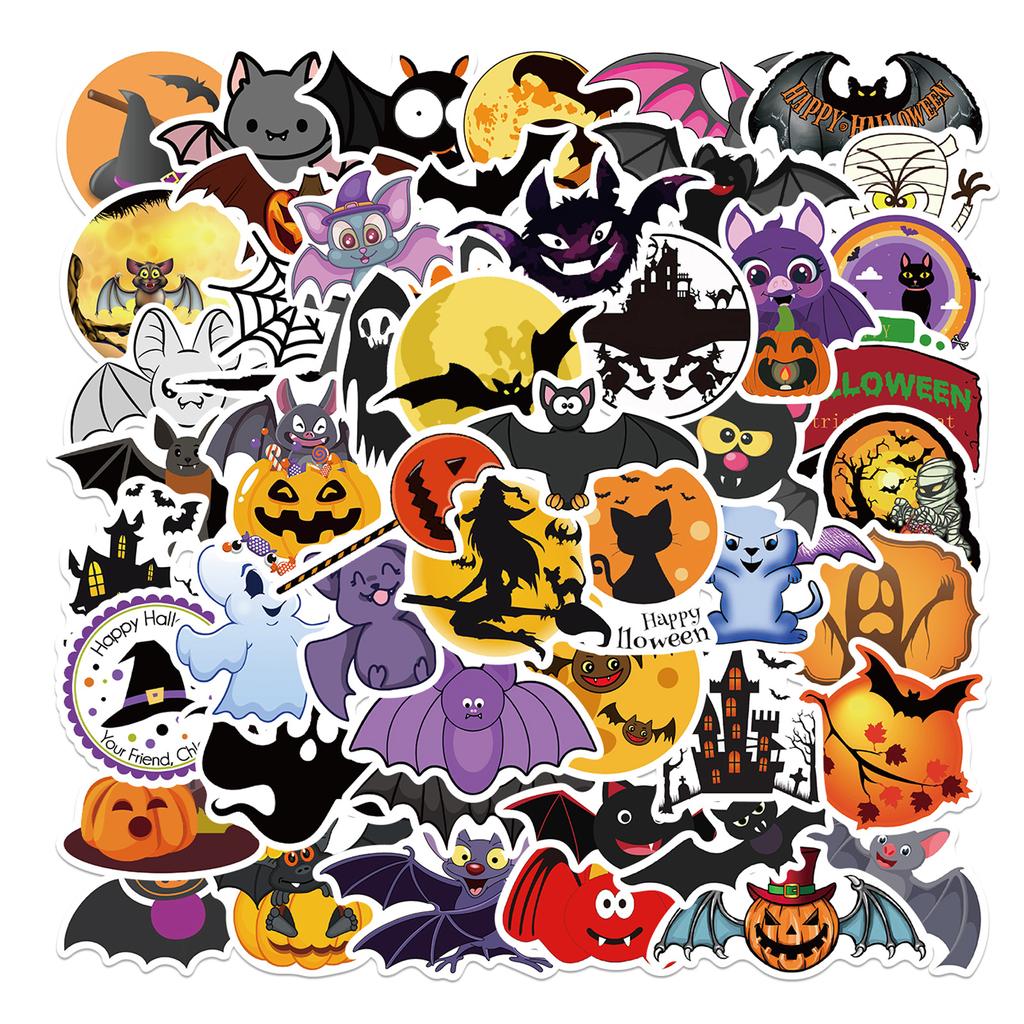 13 Models of 50 Halloween Holiday Decoration Graffiti Stickers Suitcase Computer Waterproof No Glue Stickers DIY