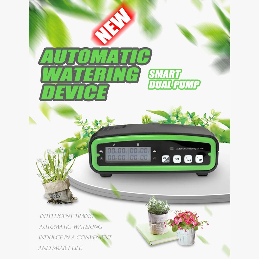 Automatic Double Pump Watering System Irrigation Kit with 30Day Programmable Water Timer for Indoor Garden Greenhouse Hydroponic