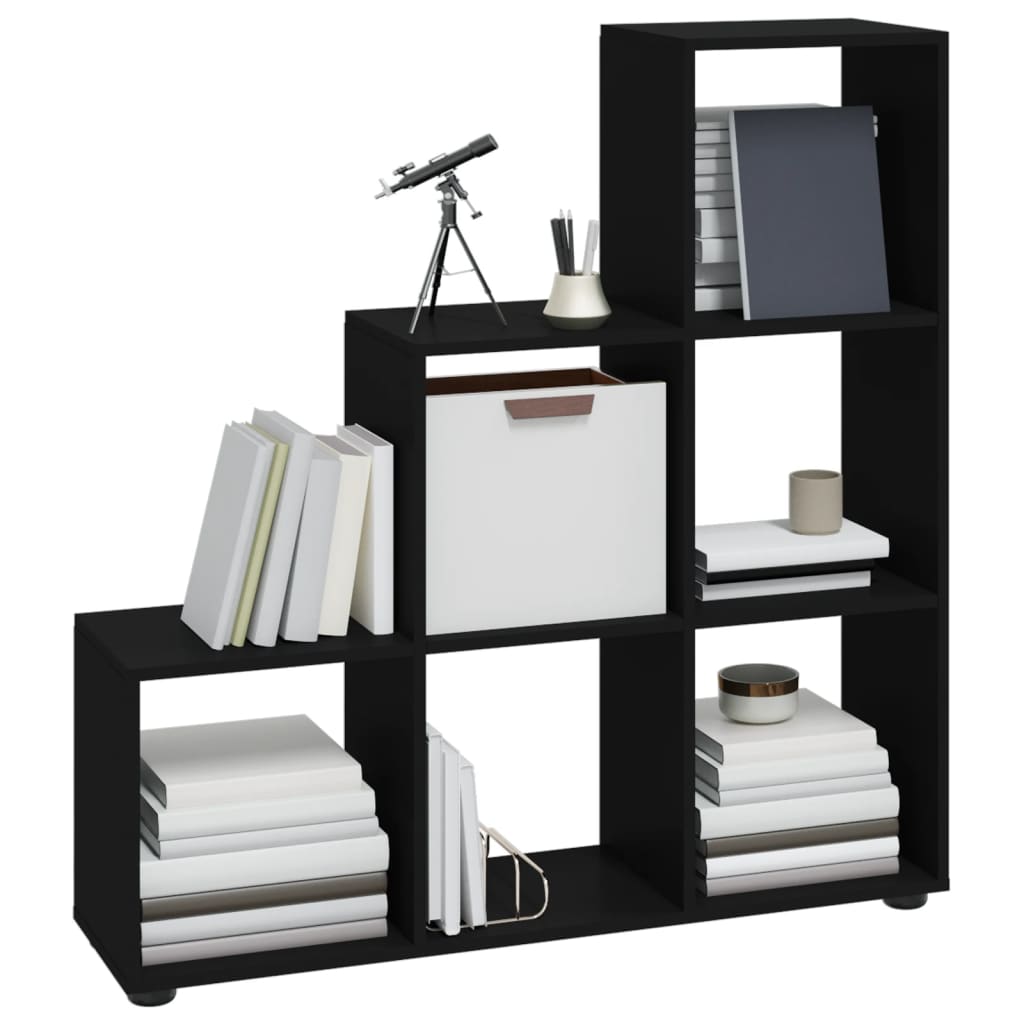 Staircase Bookshelf Black 107 cm Particleboard
