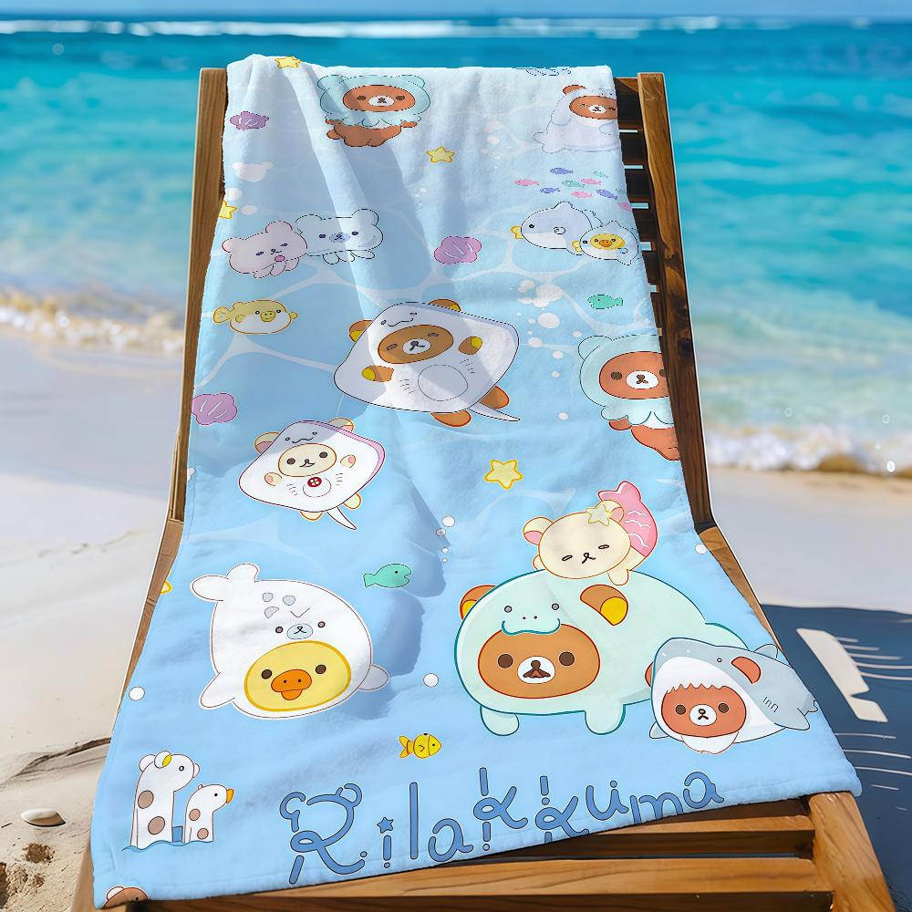 Мультяшный Милый R-Rilakkuma-S Милое Полотенце Спортивное Быстросохнущее Туристическое Снаряжение для Кемпинга Пескостойкое Мягкое Легкое Большое Пляжное Полотенце