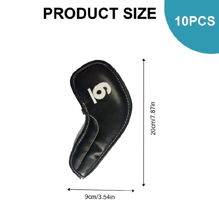 10Pcs Golfs Iron Head Cover with Big Number for Long Neck Golfs Club Head Thick Synthetic PU Leathers Golfs Head Cover