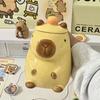 Милая керамическая кружка с капибарой, чайная пара, креативные кружки для завтрака, молока и кофе, большие кружки для воды с крышкой, рождественский подарок