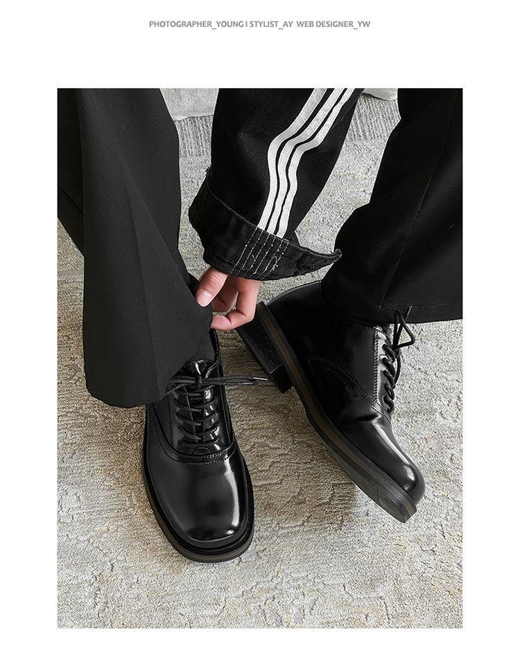 Мужские черные кожаные туфли с квадратным носком - Высококлассный британский стиль, Формальные, Толстая подошва, Увеличивающие рост, Низкие, Идеальны для поездок на работу или для жениха на свадьбе.