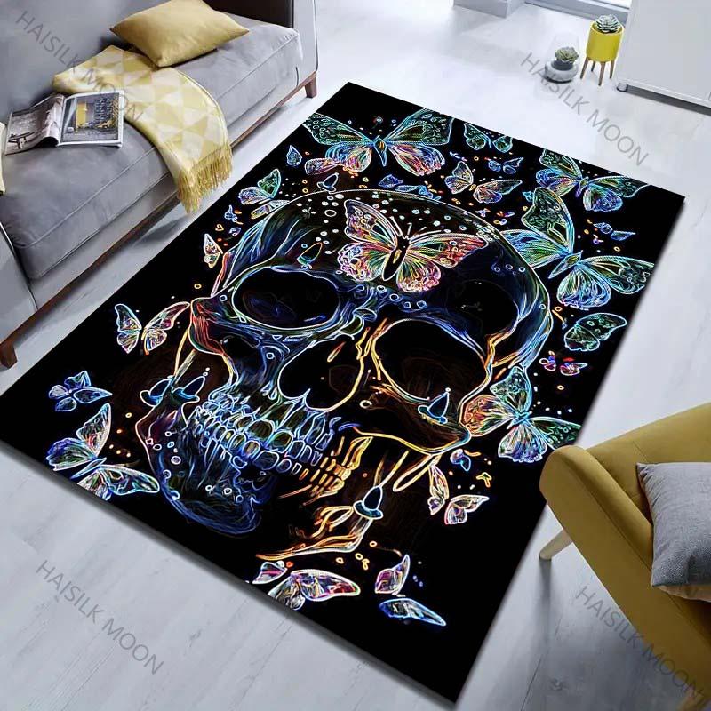 Фэнтези Принт с Бабочками и Черепами для Ковра Гостиная Спальня Прикроватный Коврик для Пола Домашний Декор Ковер для Зоны Дивана