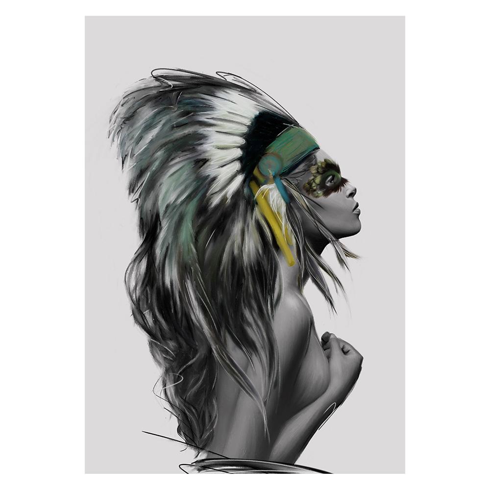 Абстрактная Мода Перо Бабочка Женщины Холст Постер Картина Настенное Искусство, Современная Гостиная Домашнее Украшение Принт