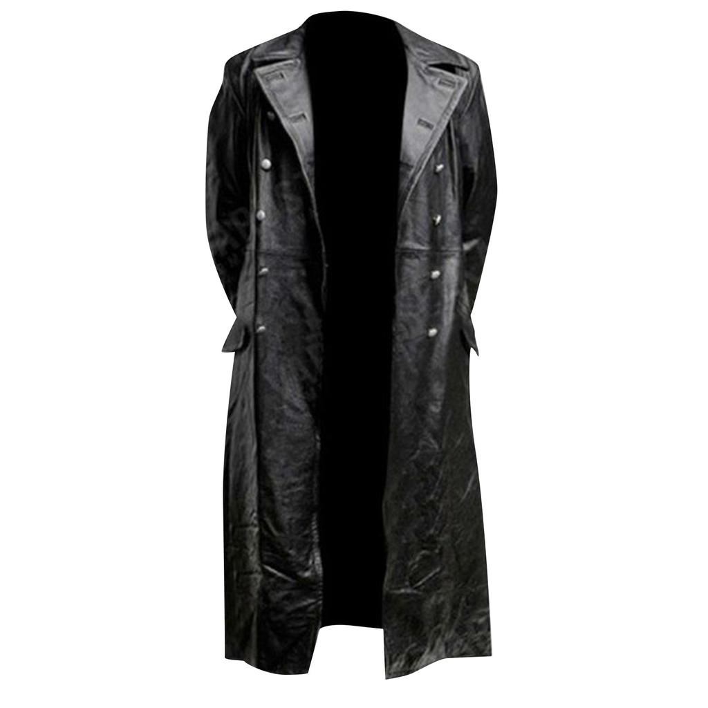 Мужская куртка в стиле ретро средневековья в стиле панк на Хэллоуин, однотонная однотонная кожаная куртка из искусственной кожи средней длины