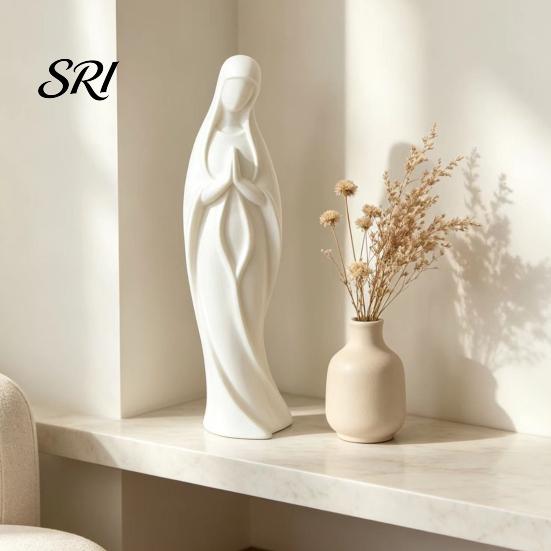 Elegant Religious Figurine Virgin Mary Statue 3D Printed Catholic Saint Decorative Blessed Mother Sculpture for Home Decor Adaptable Room