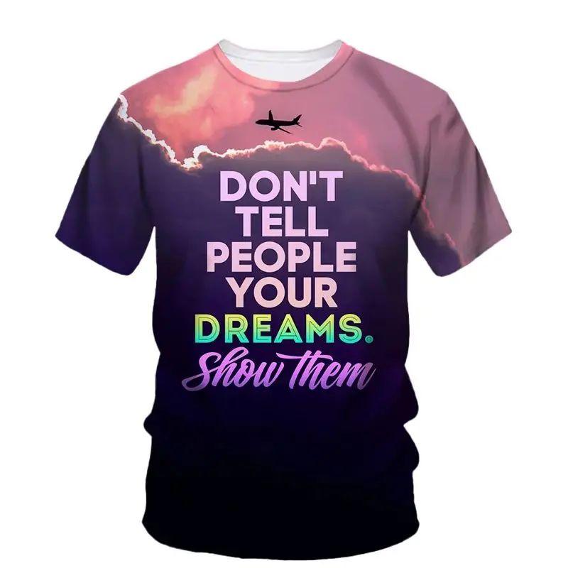 Летняя мужская вдохновляющая креативная модная футболка с узором Hd 3D-печатью, воротником O, короткими рукавами, свободный уличный топ больших размеров
