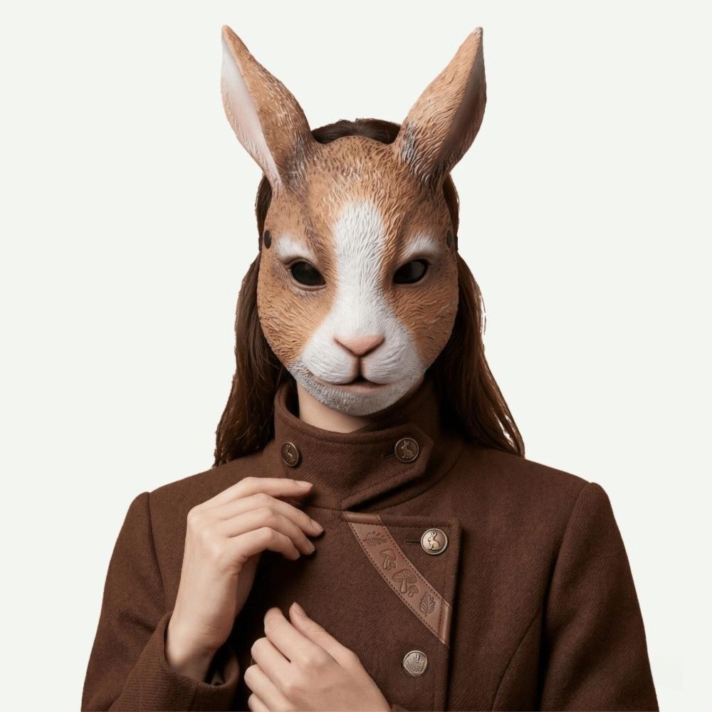PU Rabbit Mask Full Face Halloween Mask Steampunk Bunny Masquerade Mask Masquerade