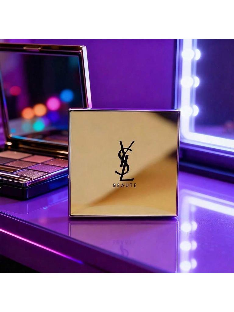 Портативное одностороннее золотое зеркало для макияжа YSL, с черным глянцевым кожаным чехлом, Подарок для девушек и женщин.