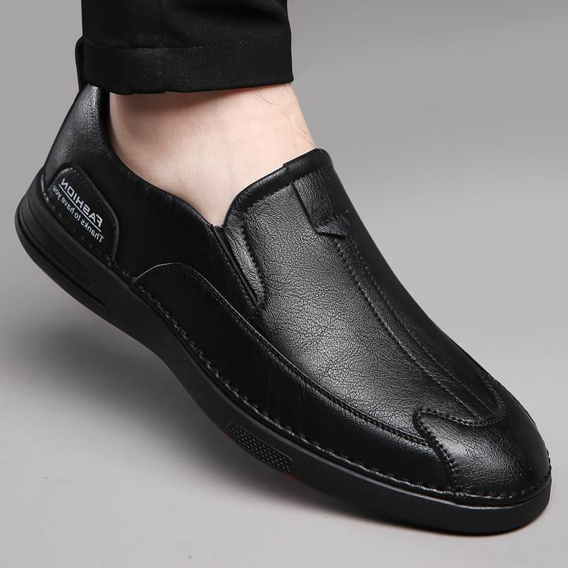 Кожаные мужские туфли Slip on Повседневные мокасины Итальянские мягкие мужские деловые мокасины Дышащие туфли-лодочки мужские туфли на плоской подошве Zapatos Hombre