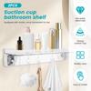 Полка для ванной на присоске, не требующая сверления, прозрачная, с 4 крючками, не требующая сверления, настенный органайзер для шампуня, кондиционера, мыла